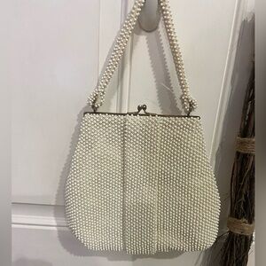 Vintage Corde Bead beaded handbag with coin purse/mirror holder & mirror